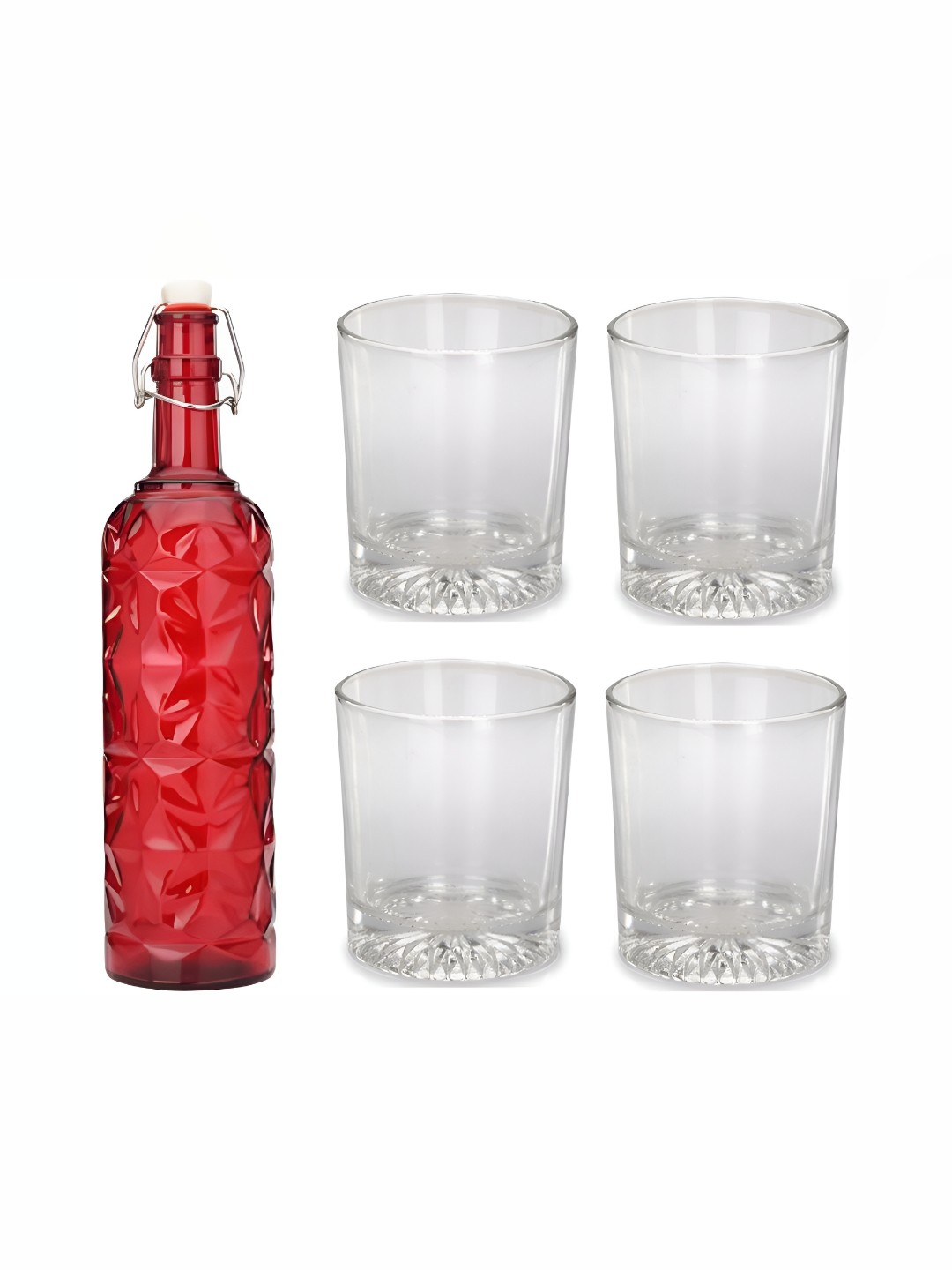 

1ST TIME Red & Transparent 5-Pcs Bottle & Glasses Set