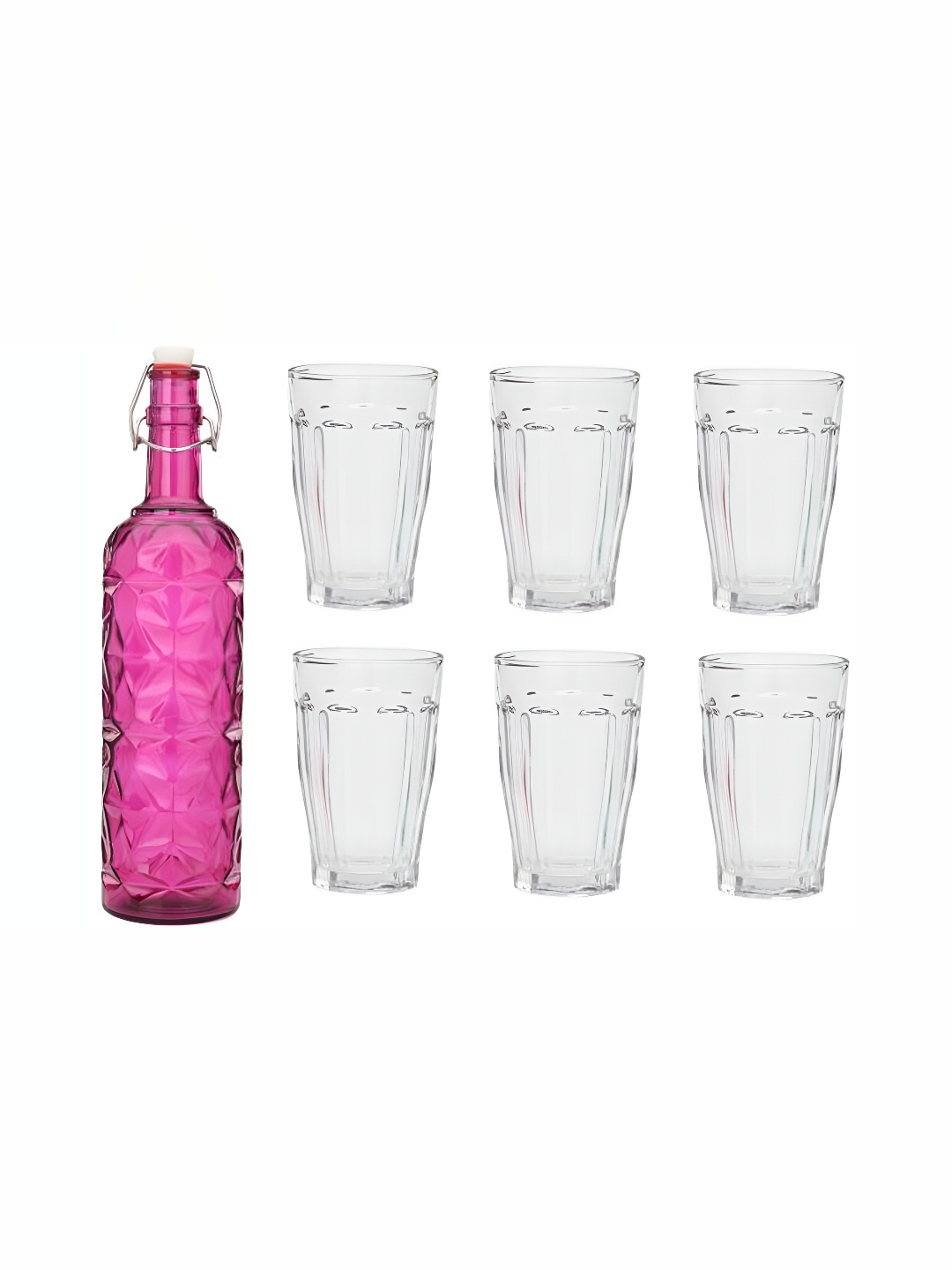 

1ST TIME Pink & Transparent 7 Pieces Bottle & Glasses