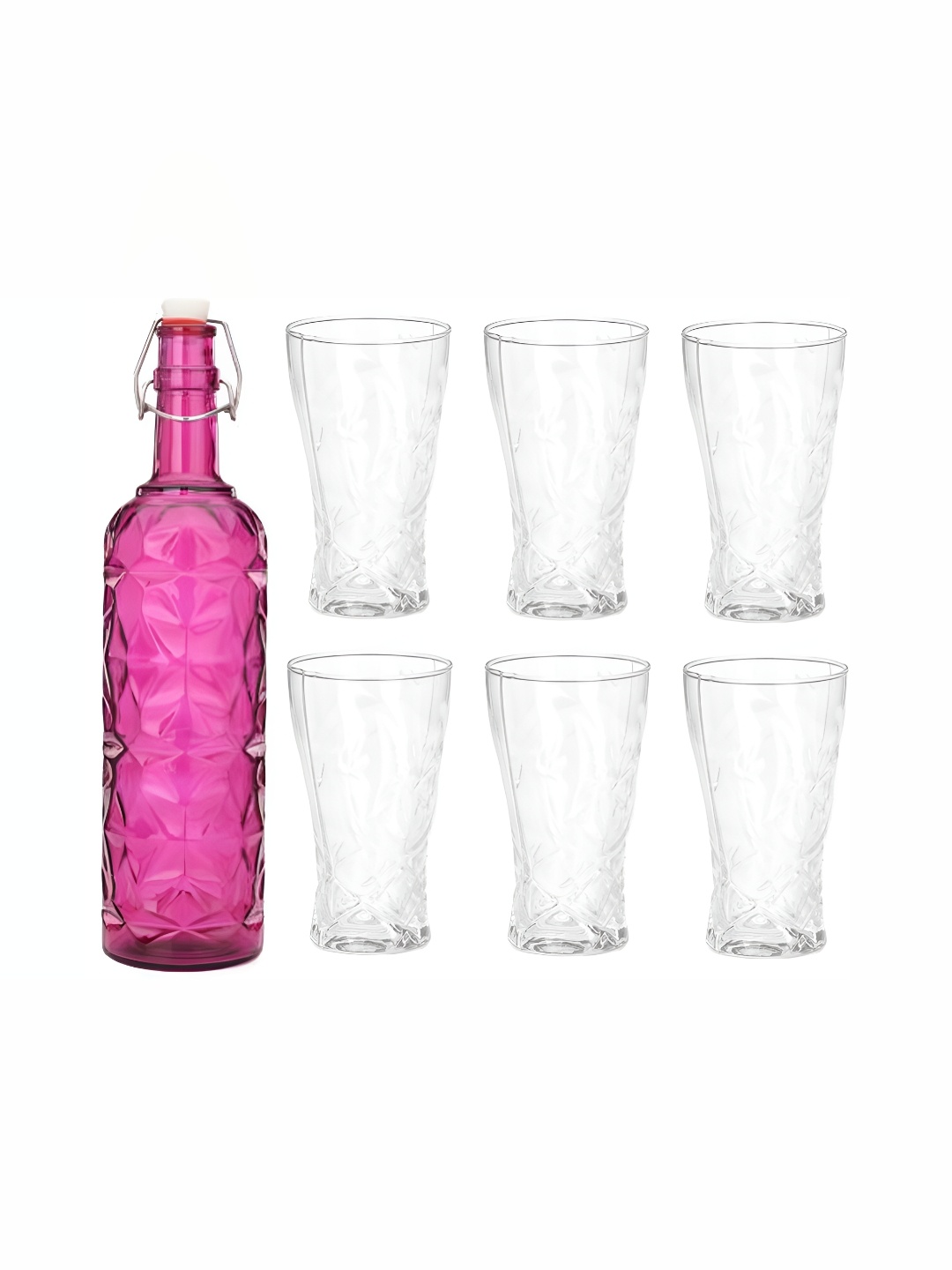 

1ST TIME Pink & Transparent 7-Pcs Bottle & Glasses Set
