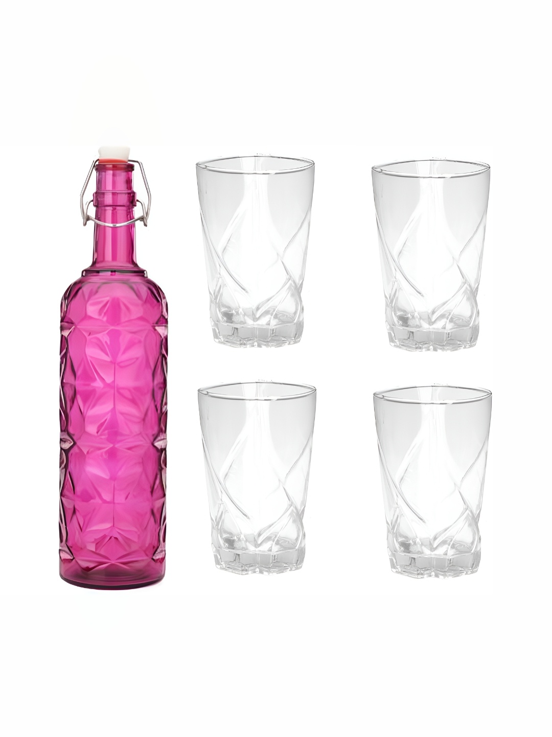 

1ST TIME Pink & Transparent 5 Pieces Bottle & Glasses
