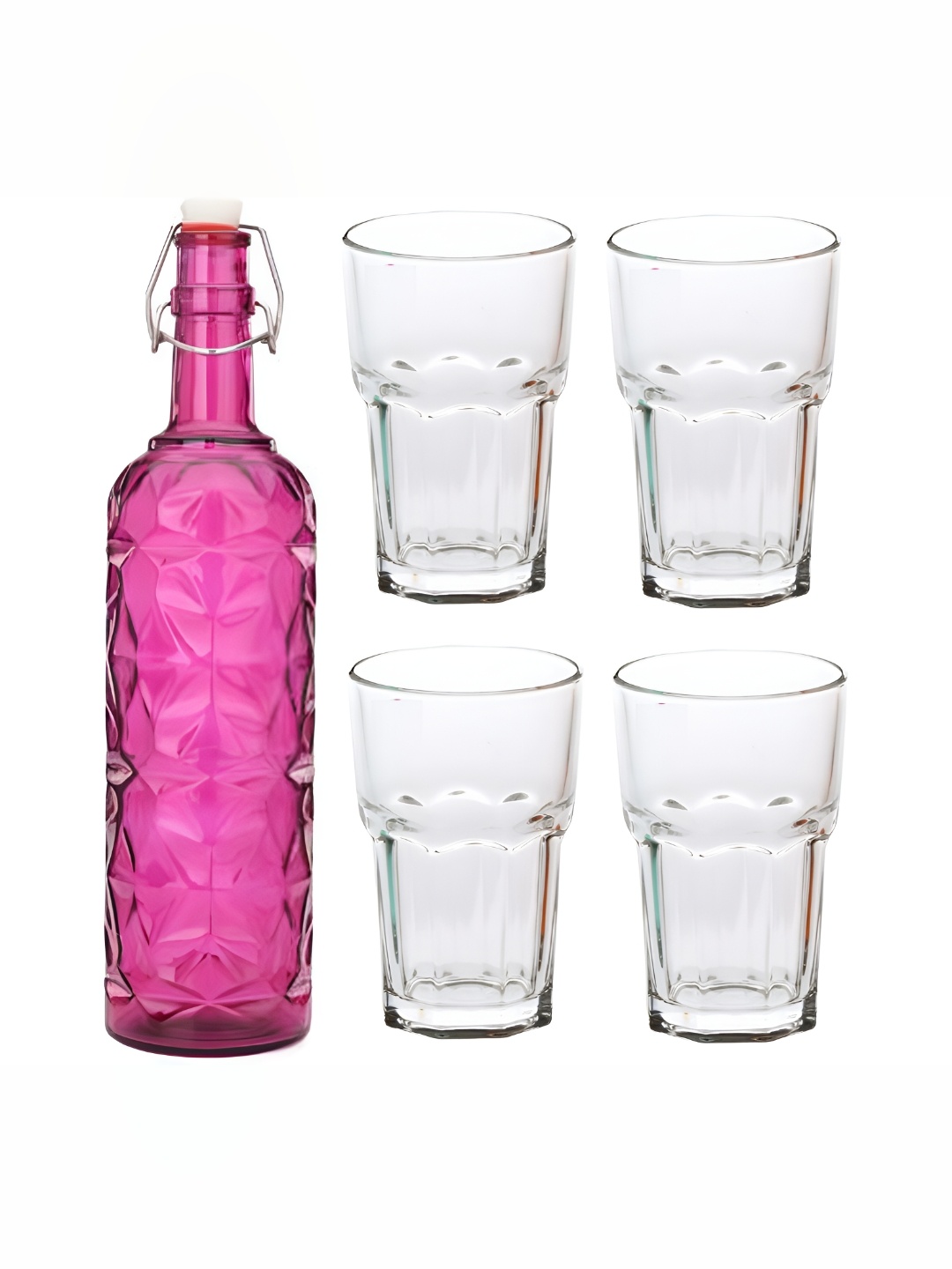 

1ST TIME Pink & Transparent 5 Pcs Bottle & Glasses Set