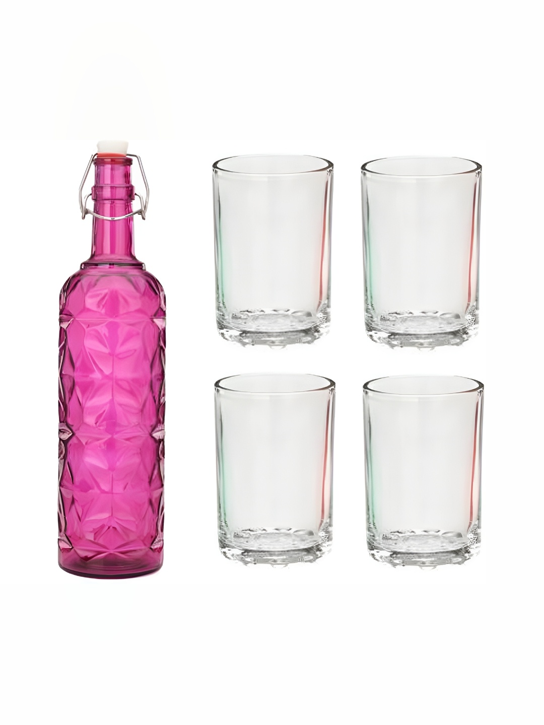 

1ST TIME Pink & Transparent 5 Pcs Bottle & Glasses Set