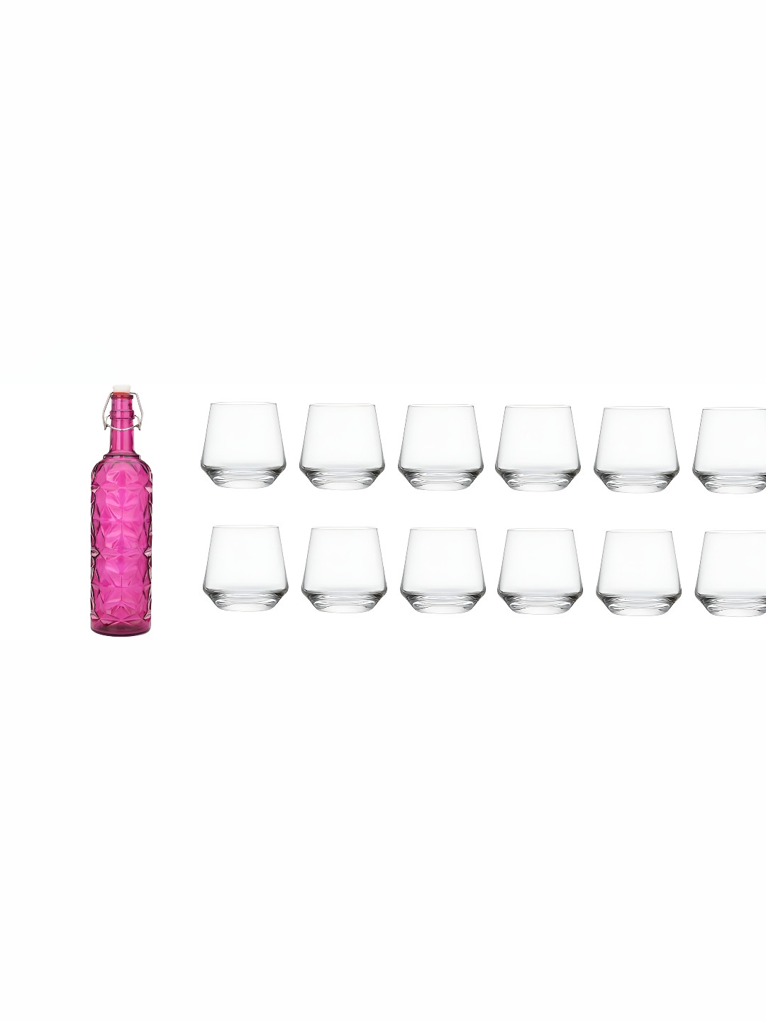 

1ST TIME Pink & Transparent 13 Pieces Glass Water Bottle & Water Glasses