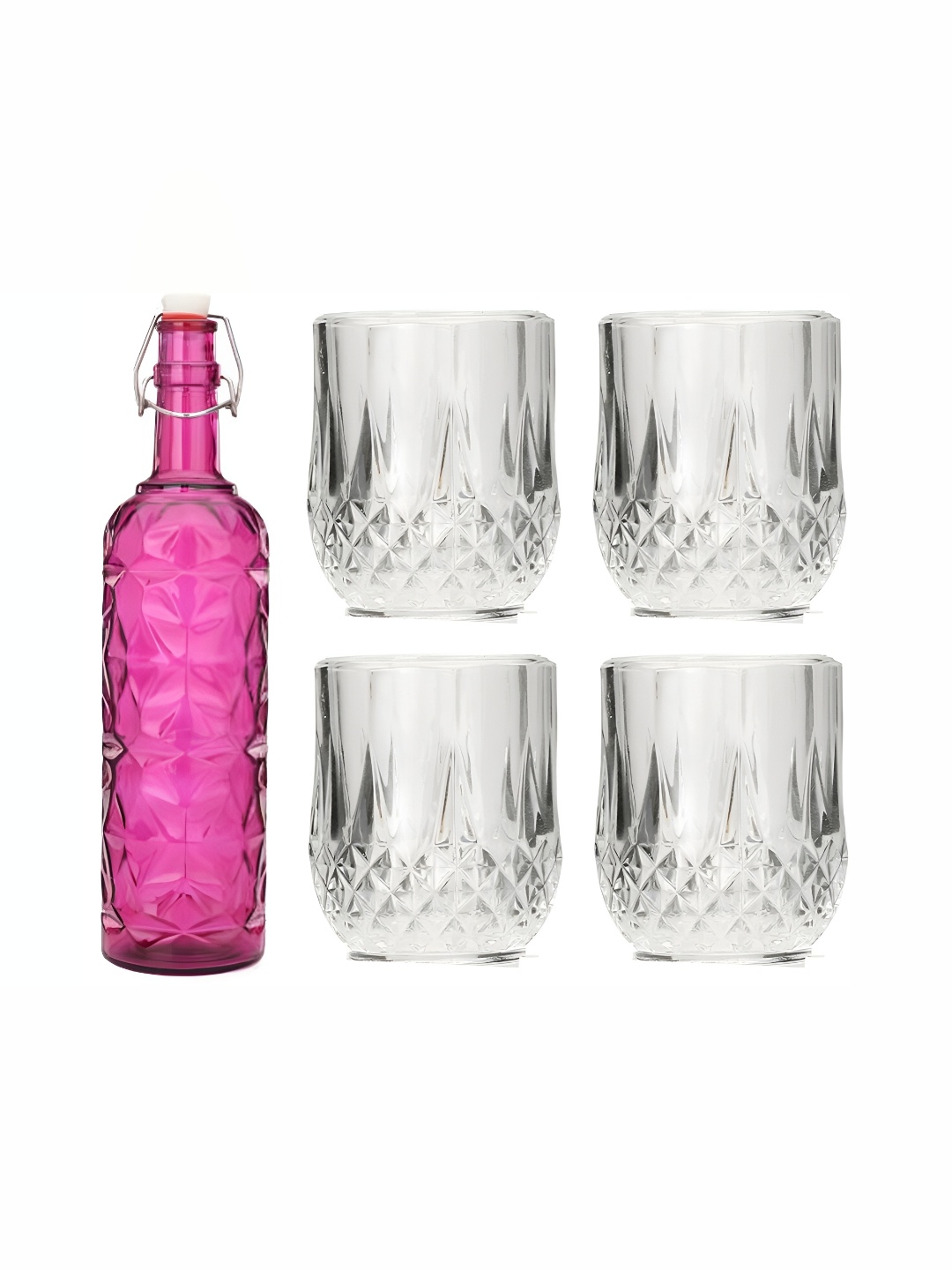 

1ST TIME Pink & Transparent 5 Pieces Bottle & Glasses Set