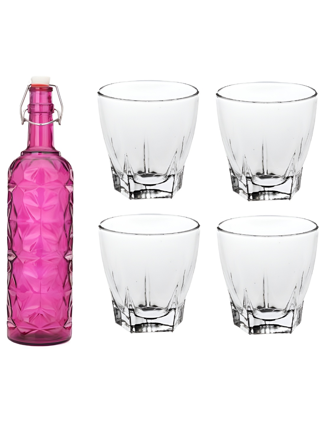 

1ST TIME Pink & Transparent 5-Pcs Bottle & Glasses Set