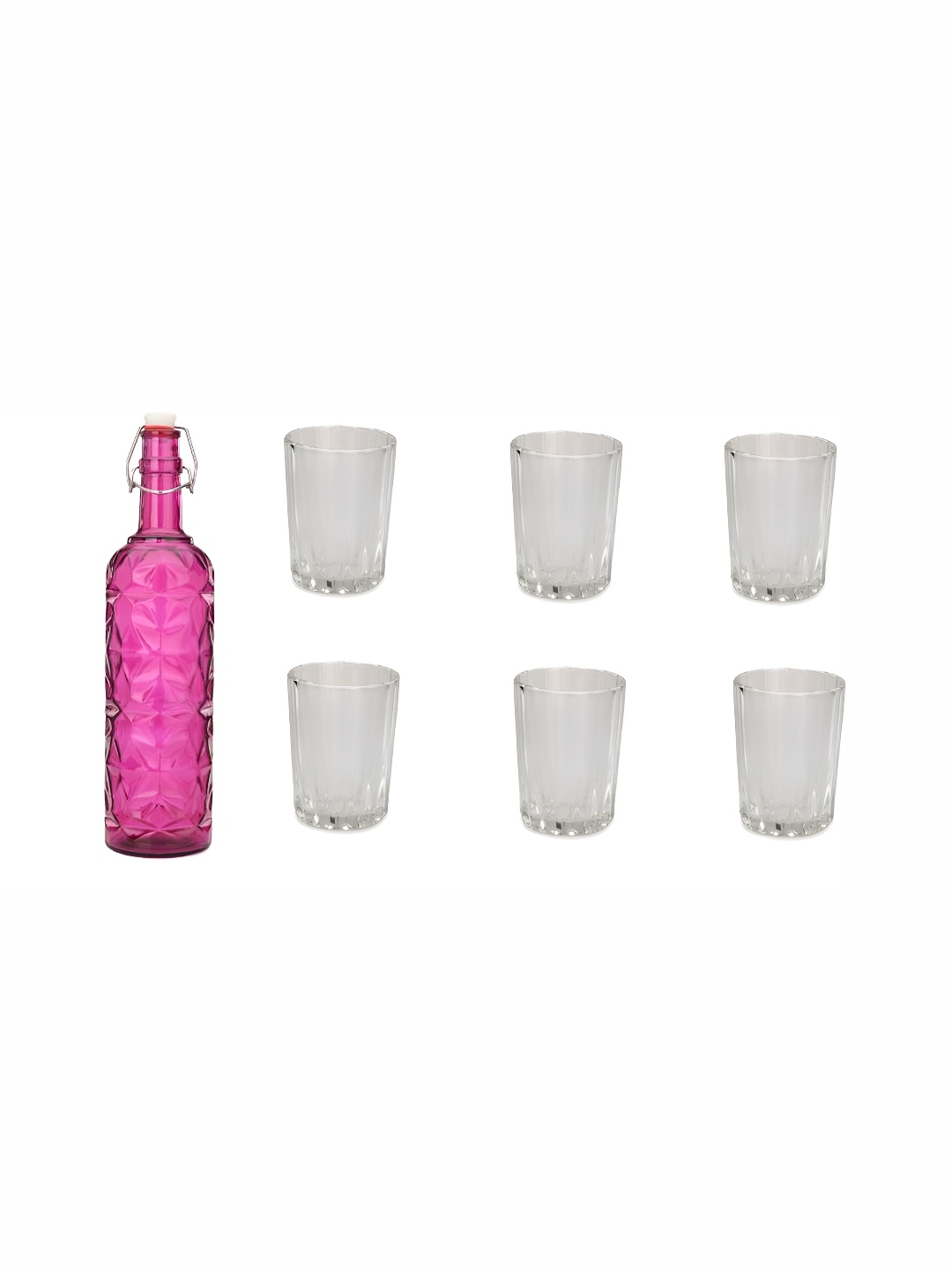 

1ST TIME Pink & Transparent 7 Pcs Bottle & Glasses Set