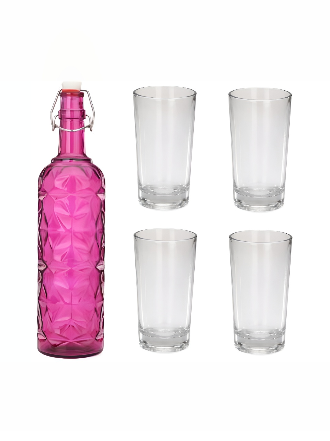 

1ST TIME Pink & Transparent 5Pieces Bottle & Glasses Set