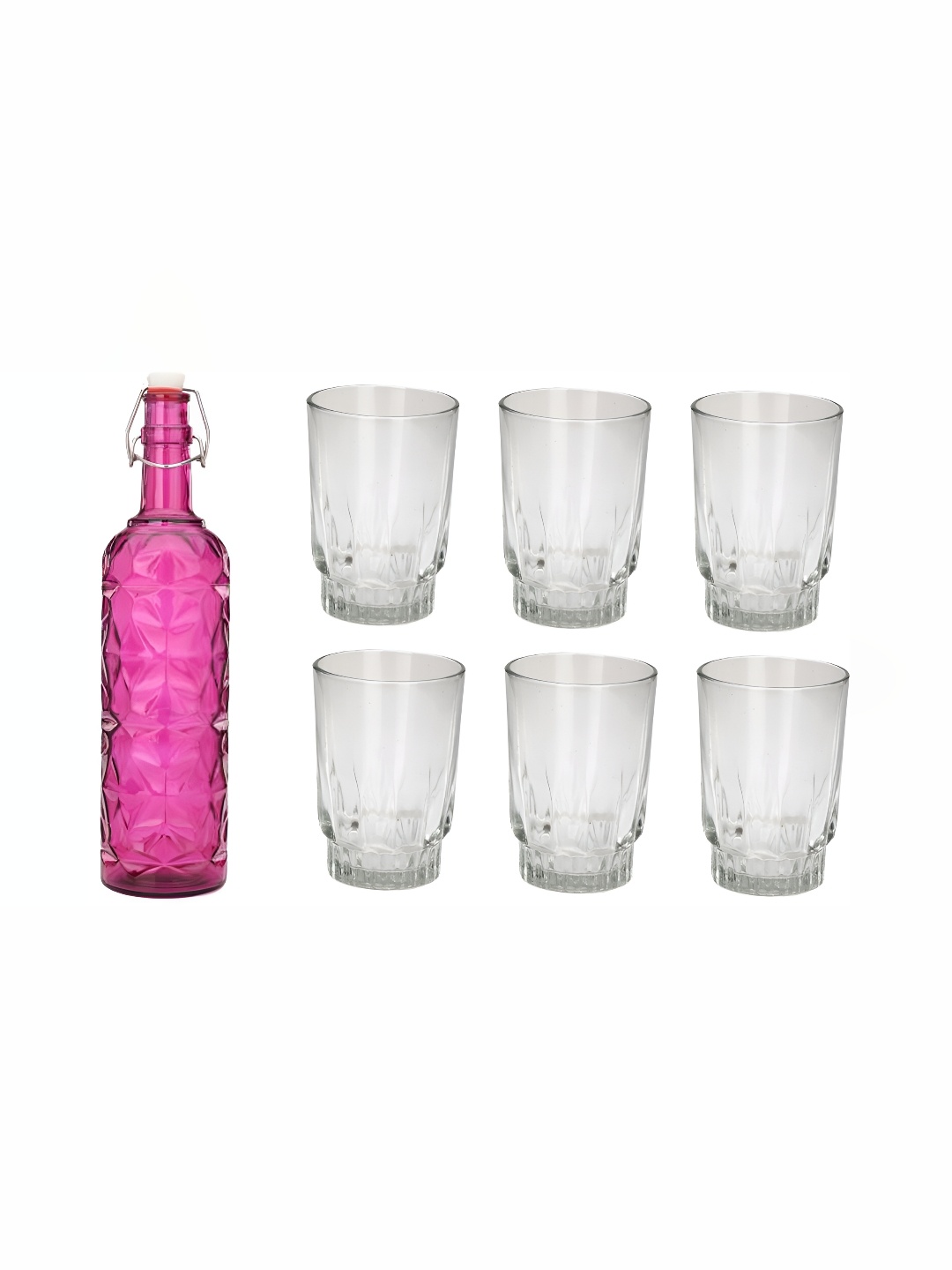 

1ST TIME Pink & Transparent 7 Pcs Bottle & Glasses Set