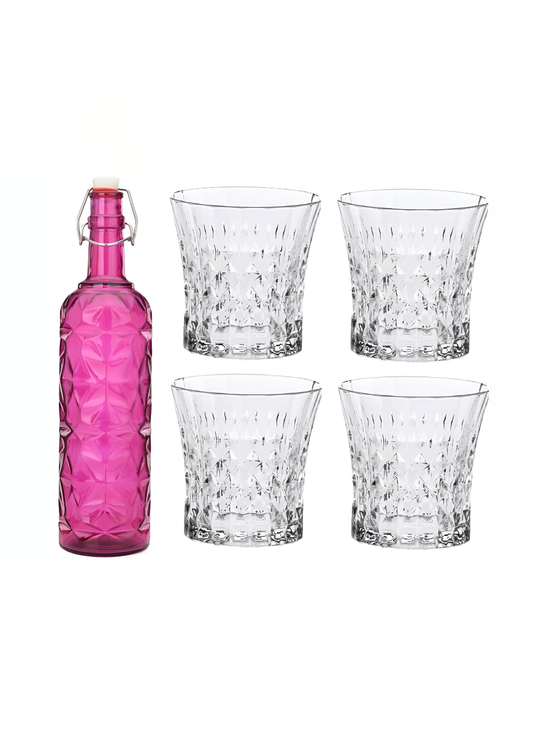 

1ST TIME Pink & Transparent 5 Pcs Bottle & Glasses Set