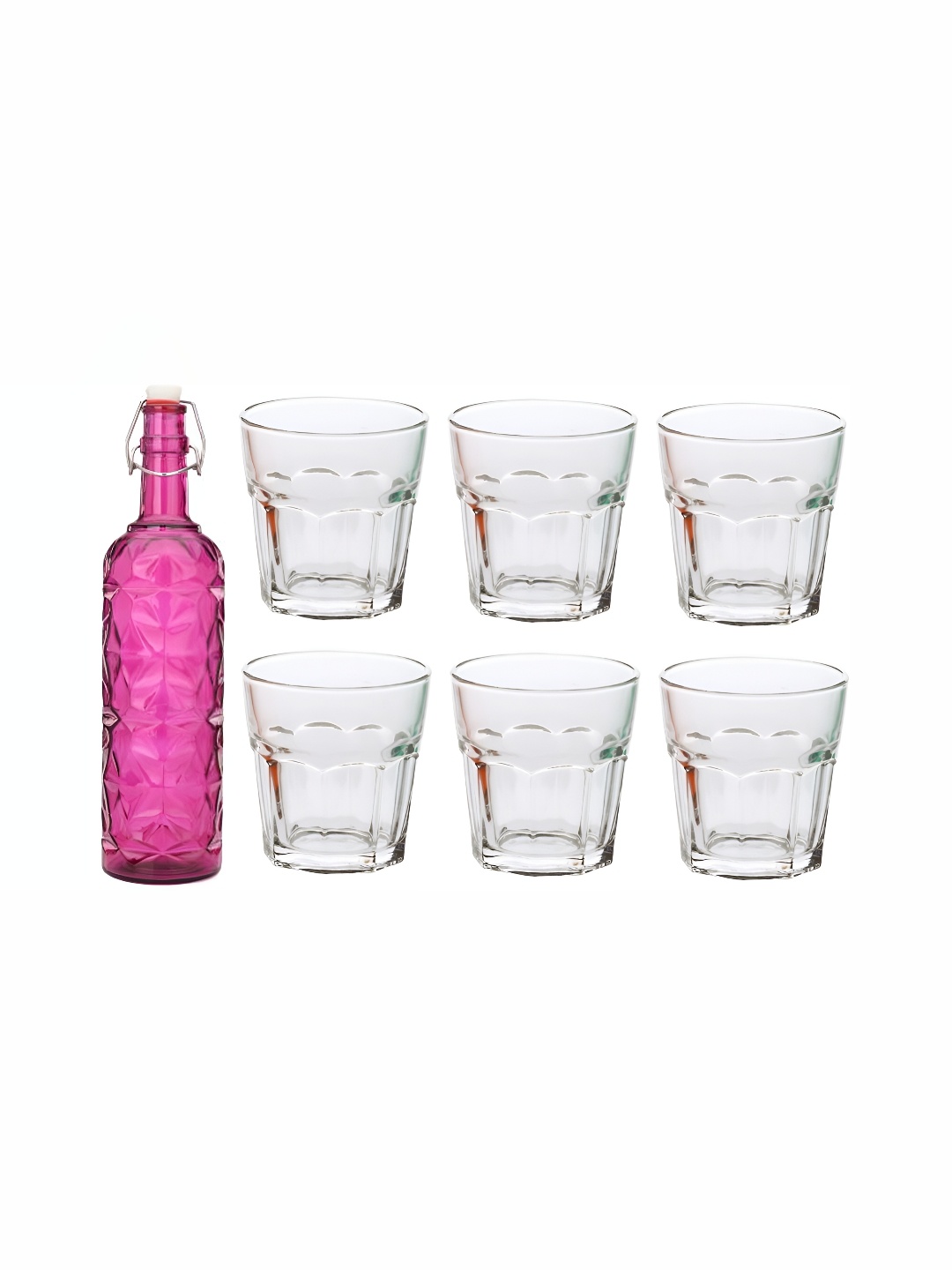 

1ST TIME Pink 7 Pcs Water Bottle & Glasses