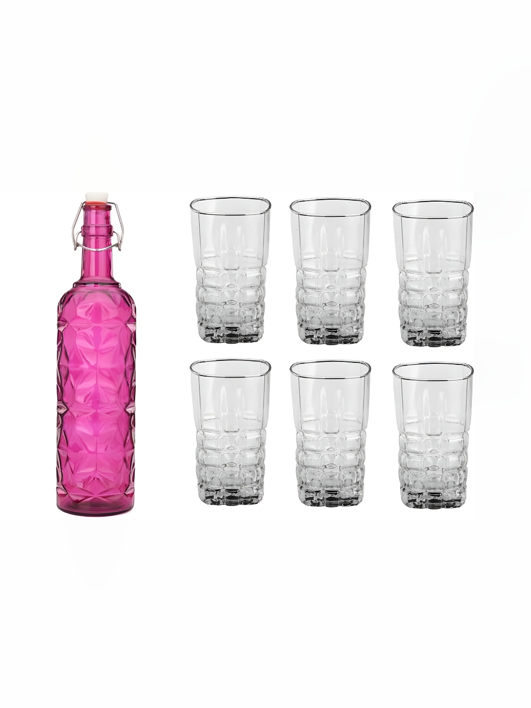 

1ST TIME Pink & Transparent 7 Pieces Bottle & Glasses