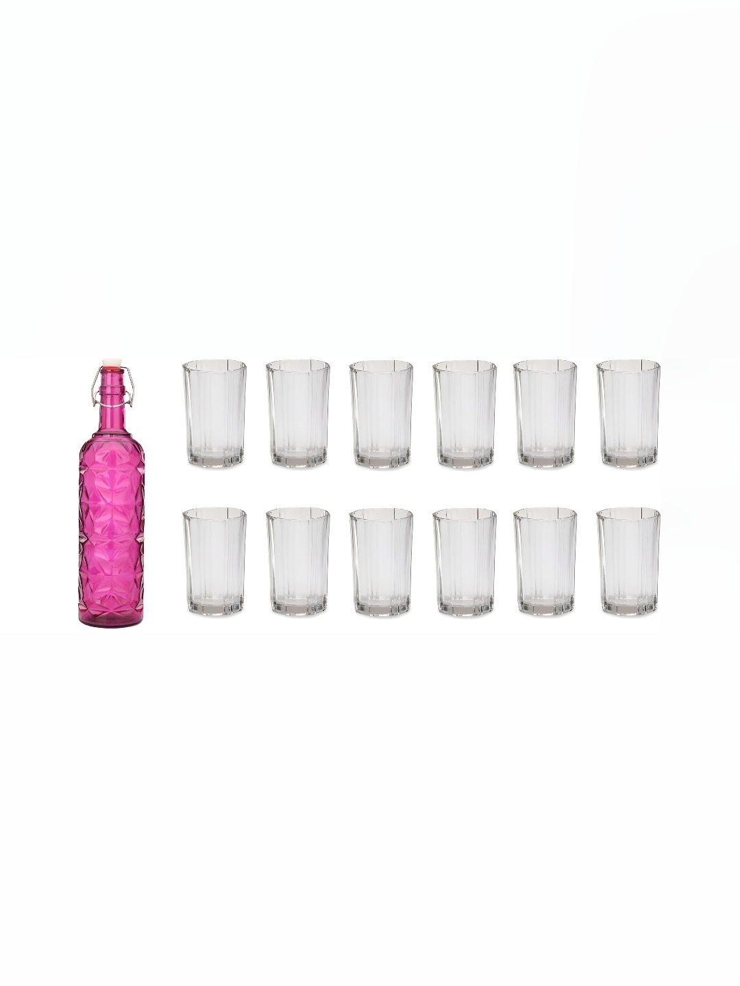 

1ST TIME Pink & Transparent 13 Pieces Bottle & Glasses