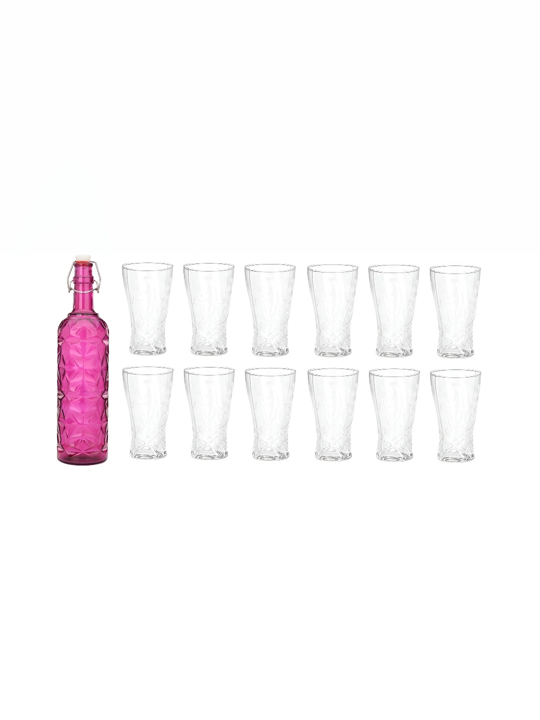 

1ST TIME Pink & Transparent 13 Pieces Bottle & Glasses