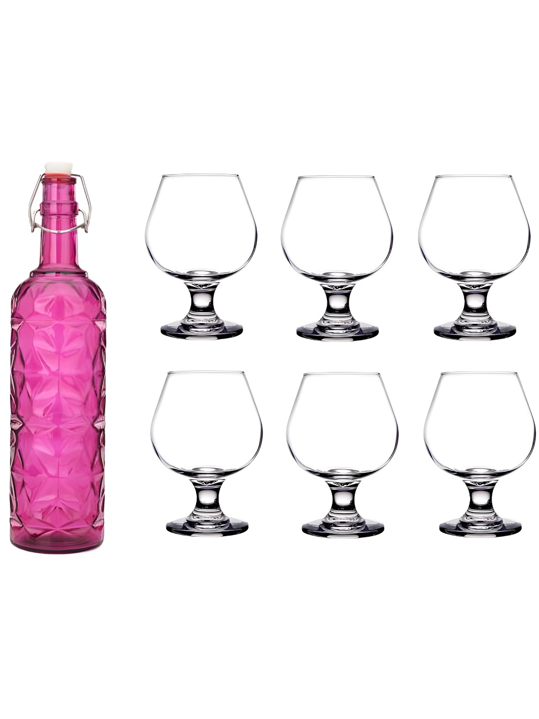 

1ST TIME Pink & Transparent 7 Pieces Glass Water Bottle & Glass