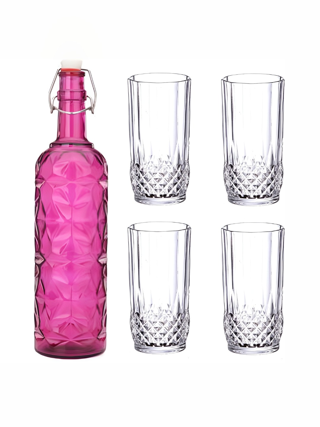

1ST TIME Pink & Transparent 5 Pieces Bottle & Glasses