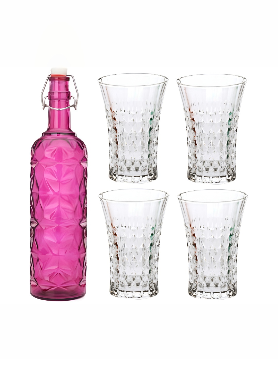 

1ST TIME Pink & Transparent 5-Pcs Bottle & Glasses Set