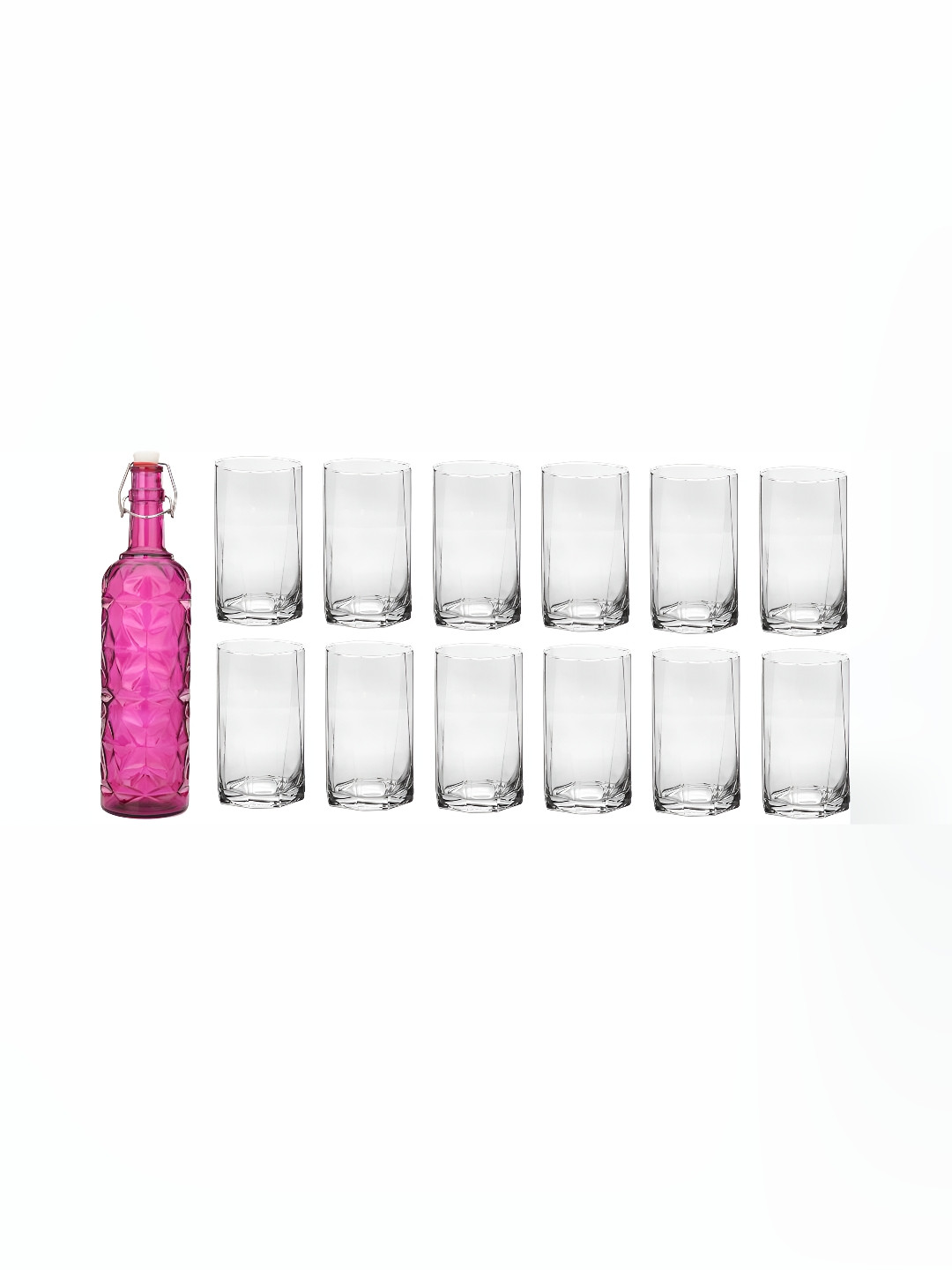 

1ST TIME Pink & Transparent 13 Pieces Glass Water Bottle & Glasses