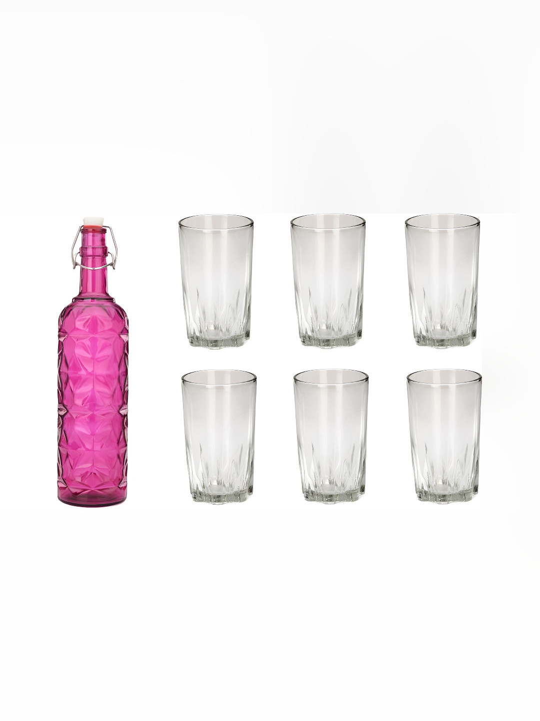

1ST TIME Pink & Transparent 7 Pieces Bottle & Glasses