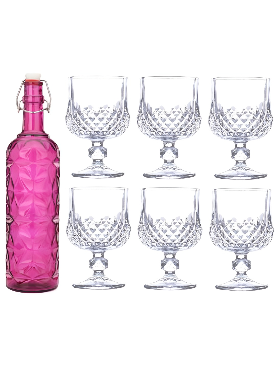 

1ST TIME Pink & Transparent 7 Pieces Bottle & Glasses Set