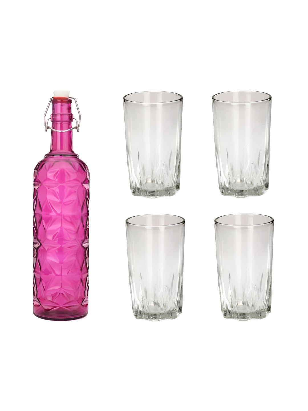 

1ST TIME Pink & Transparent 5 Pcs Bottle & Glasses Set