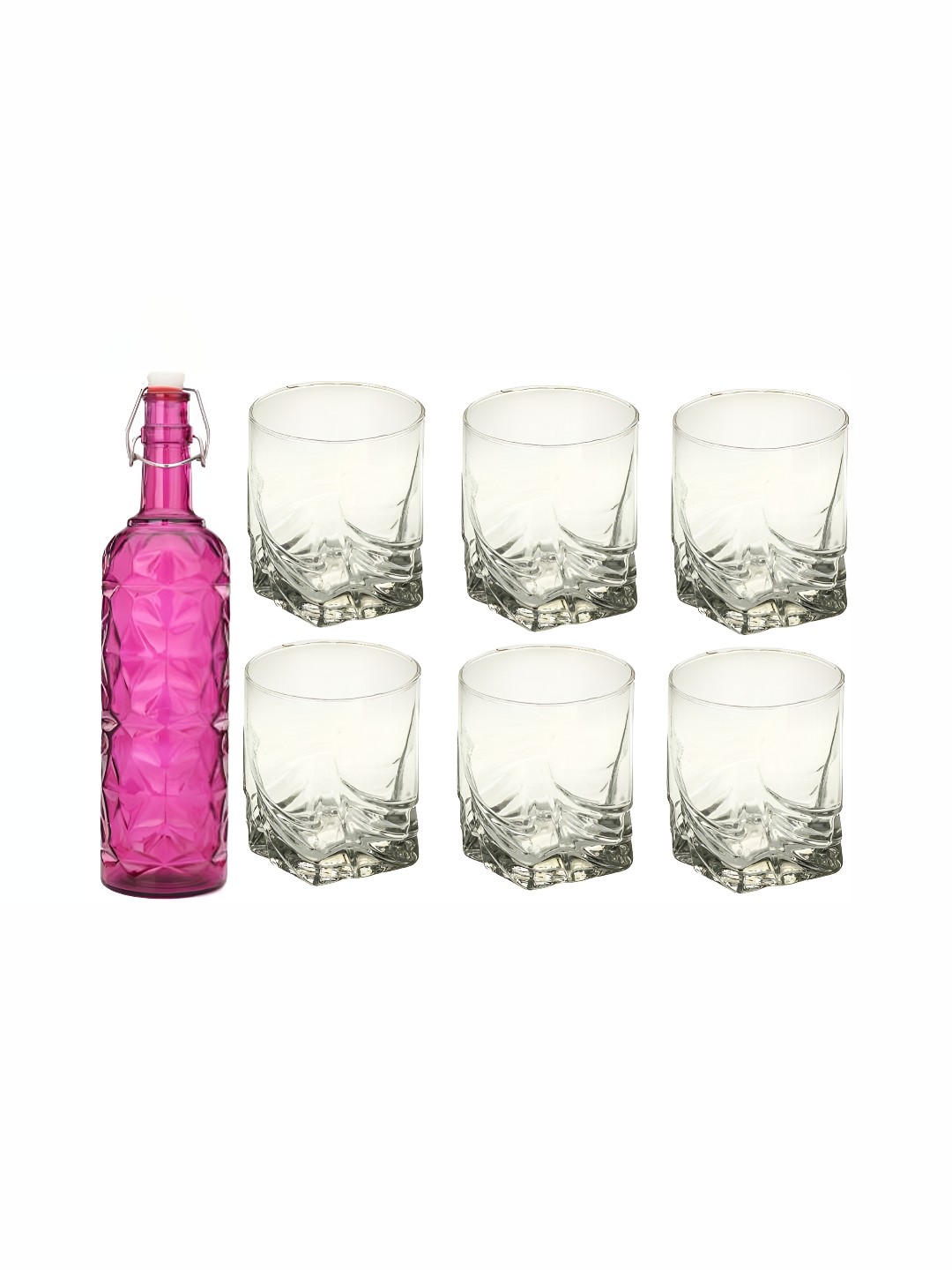 

1ST TIME Pink & Transparent 7 Pieces Bottle & Glasses Set