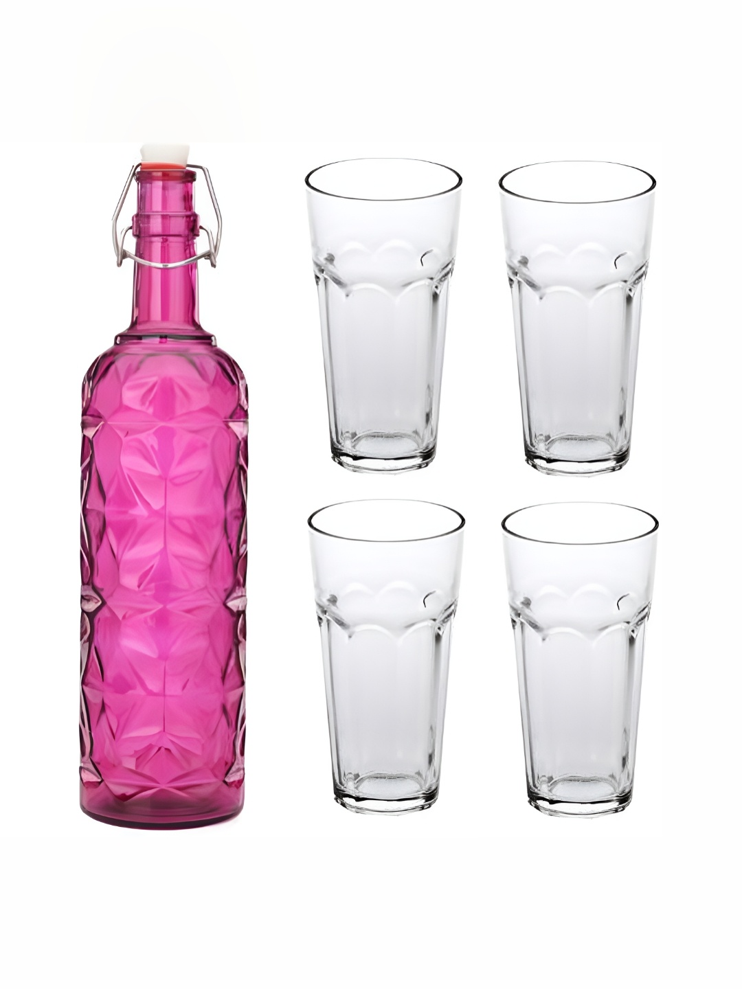 

1ST TIME 5 Pieces Water Bottle With Glasses, Pink