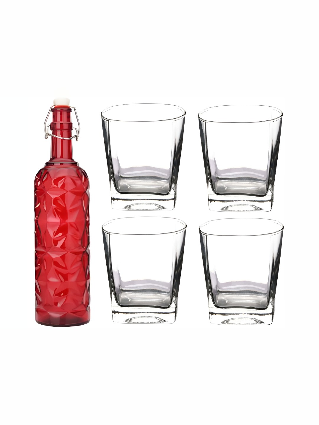 

1ST TIME Red & Transparent 5-Pcs Bottle & Glasses Set