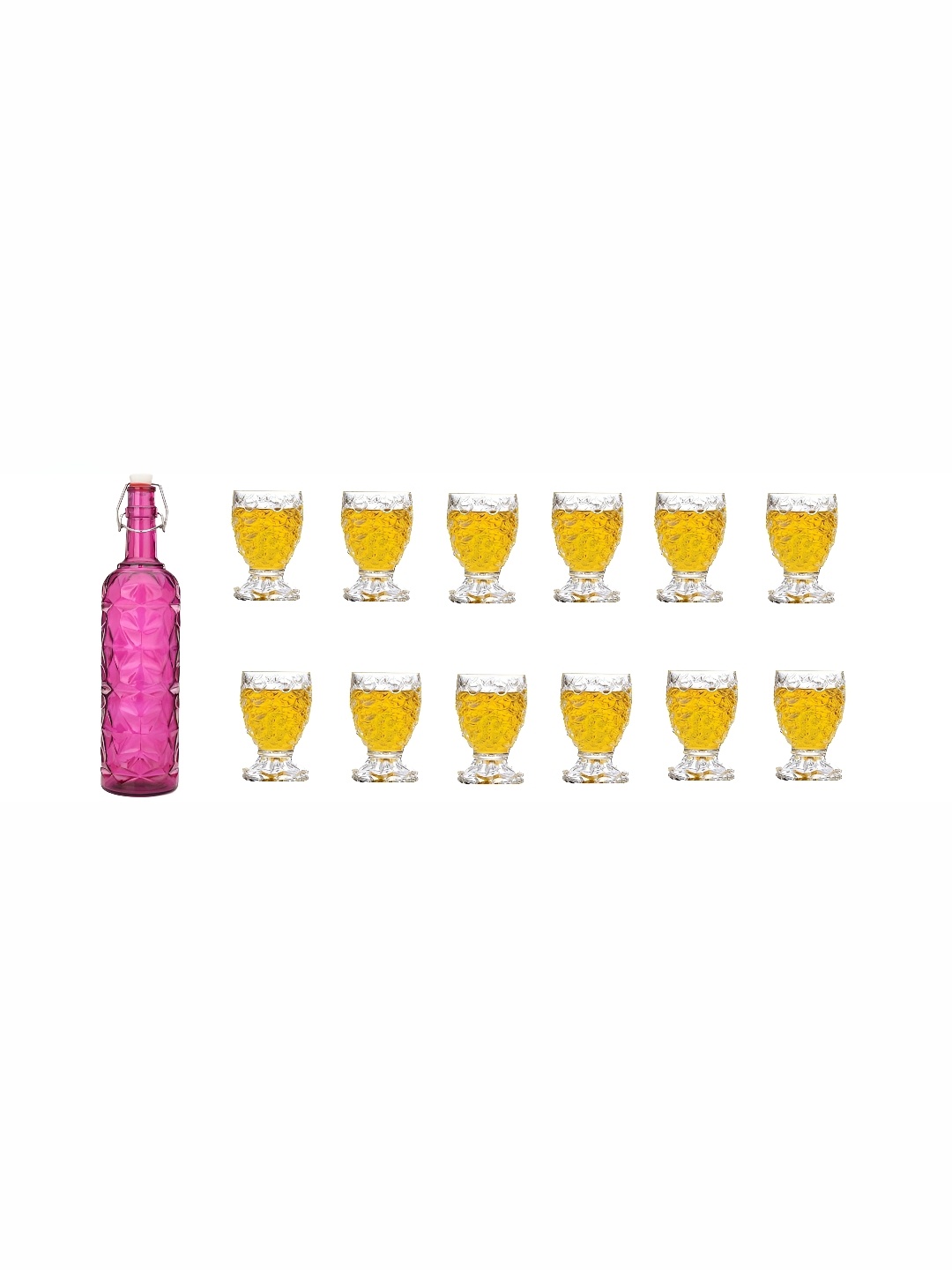 

1ST TIME Pink & Transparent 13 Pieces Bottle & Glasses