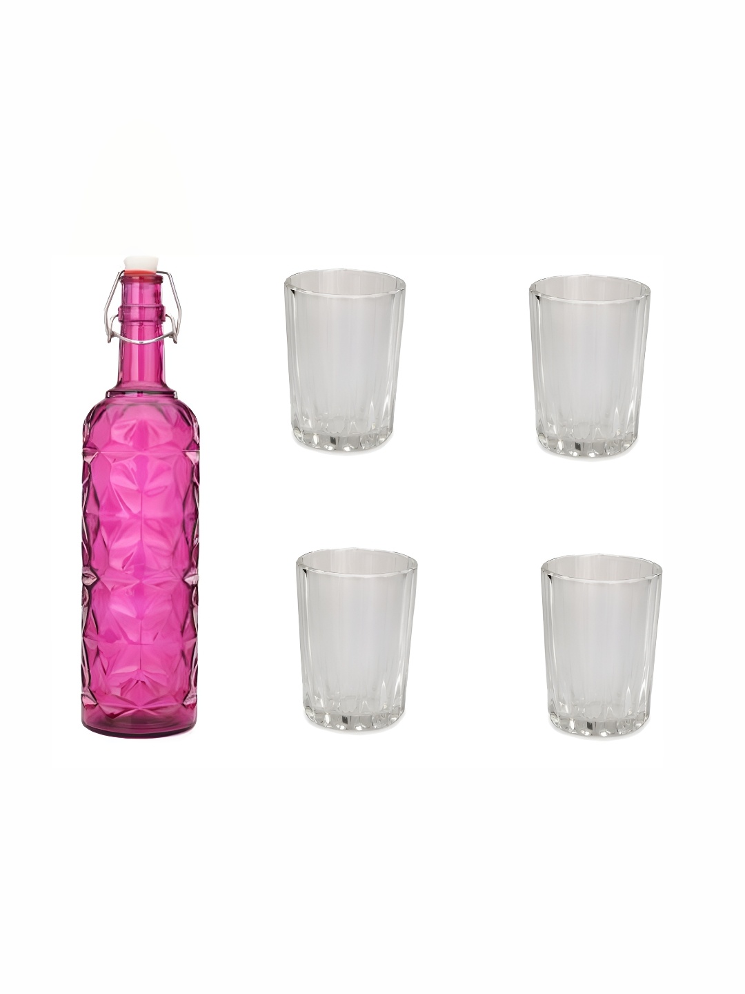 

1ST TIME Pink & Transparent 5 Pcs Bottle & Glasses Set