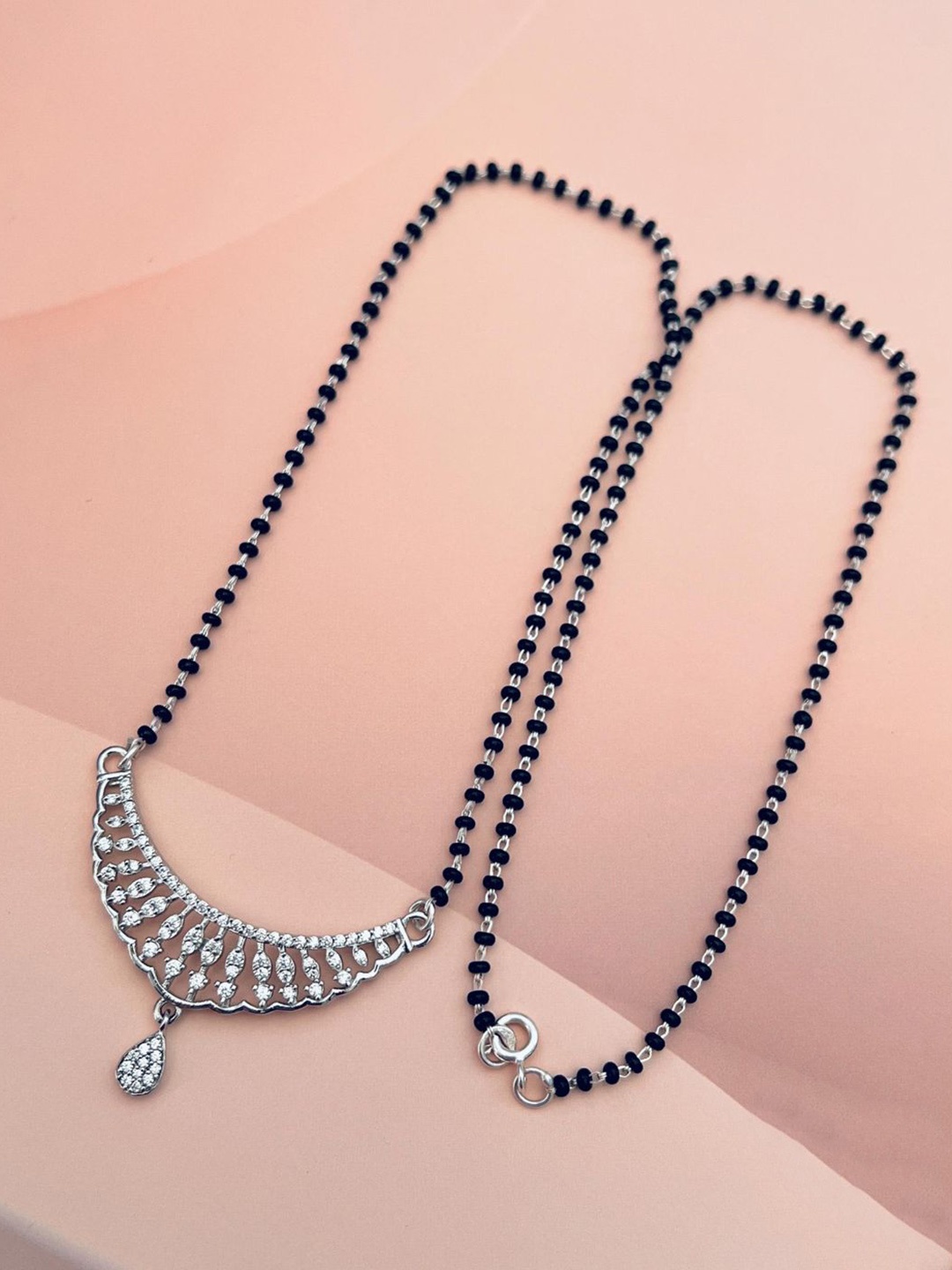 

ABDESIGNS 925 Sterling Silver Beaded American Diamond Mangalsutra