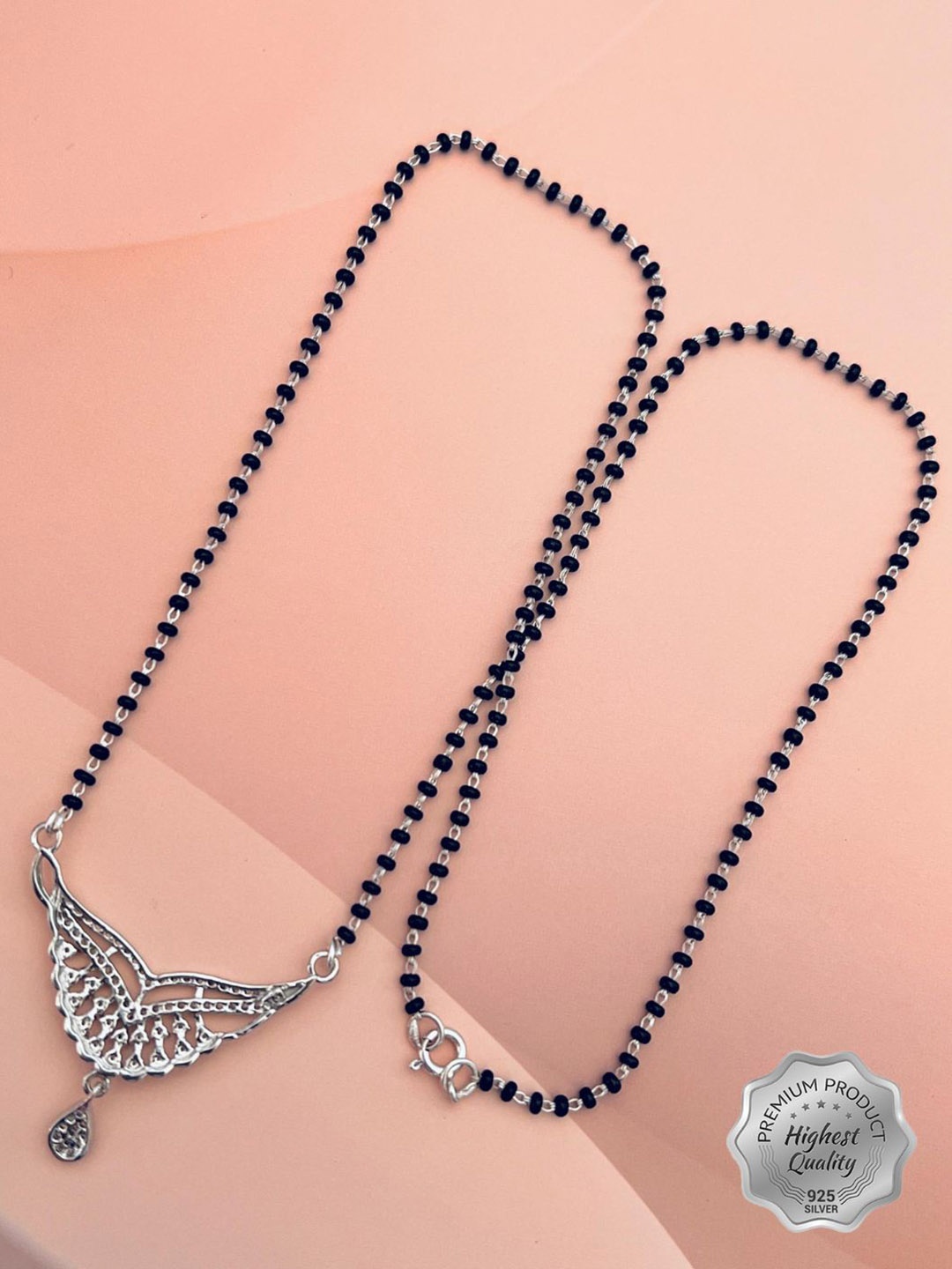

ABDESIGNS 925 Sterling Silver Beaded American Diamond Mangalsutra