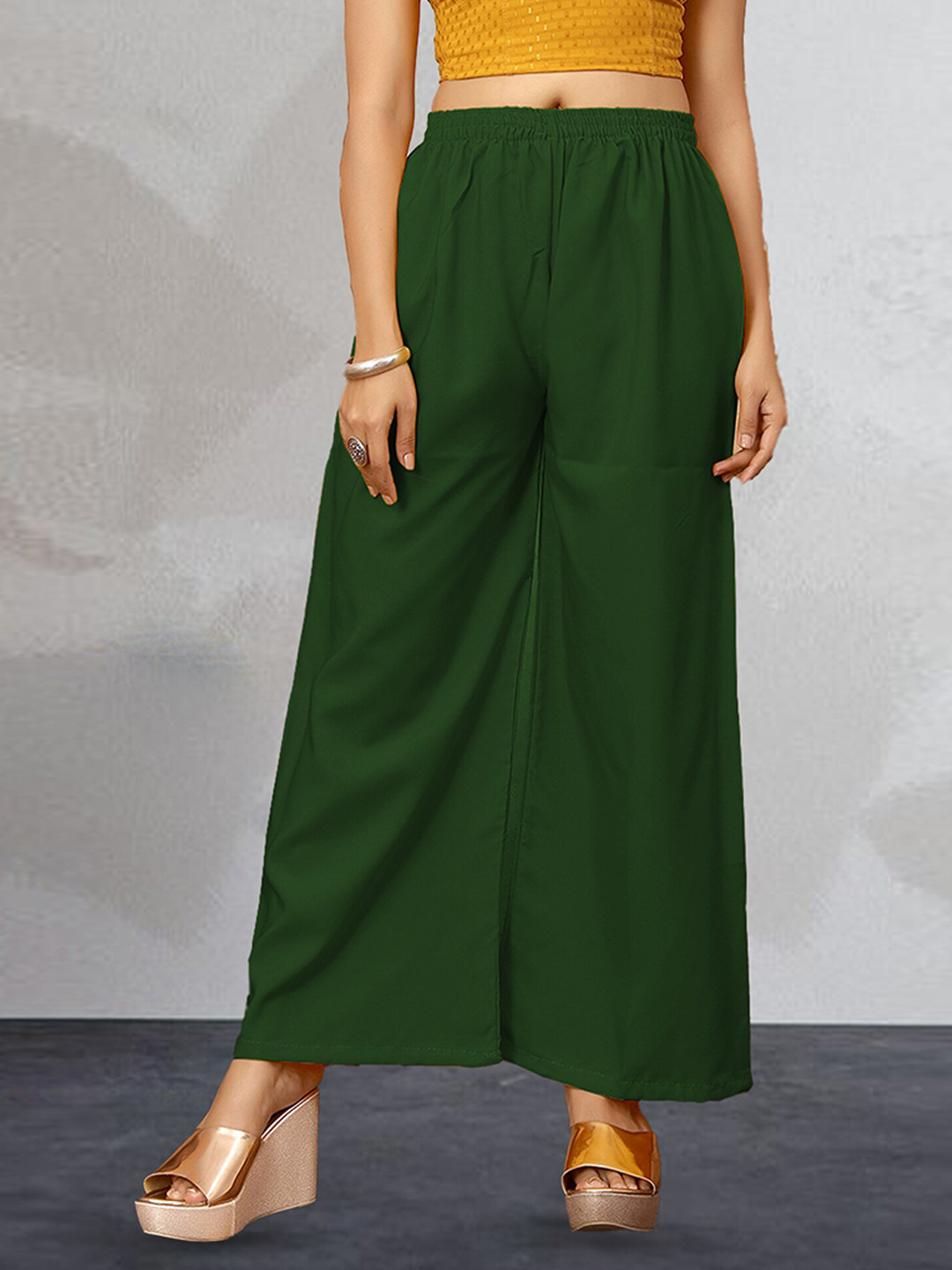 

N N ENTERPRISE Women Crepe Palazzos, Green