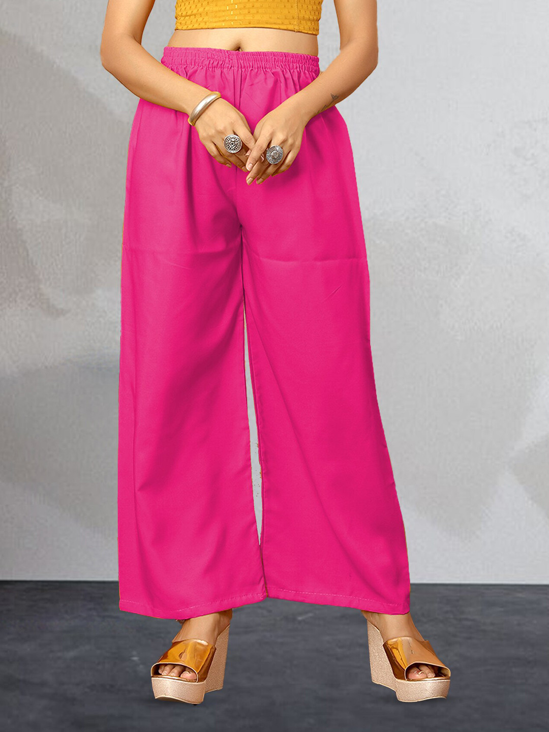 

N N ENTERPRISE Women Crepe Palazzos, Pink
