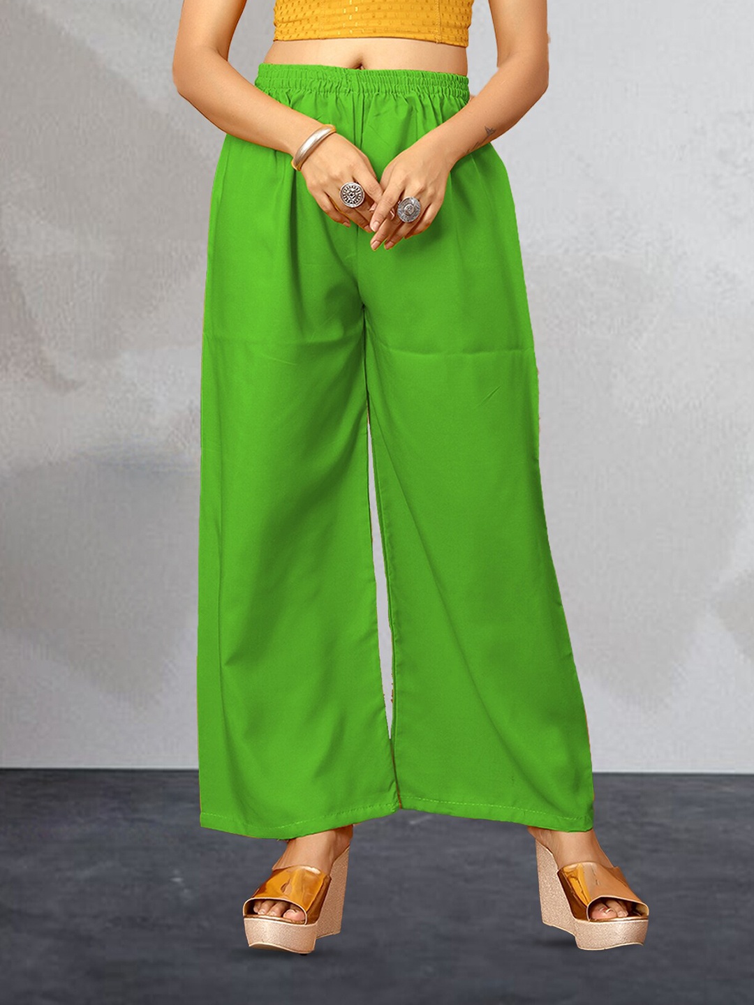 

N N ENTERPRISE Women Crepe Palazzos, Green