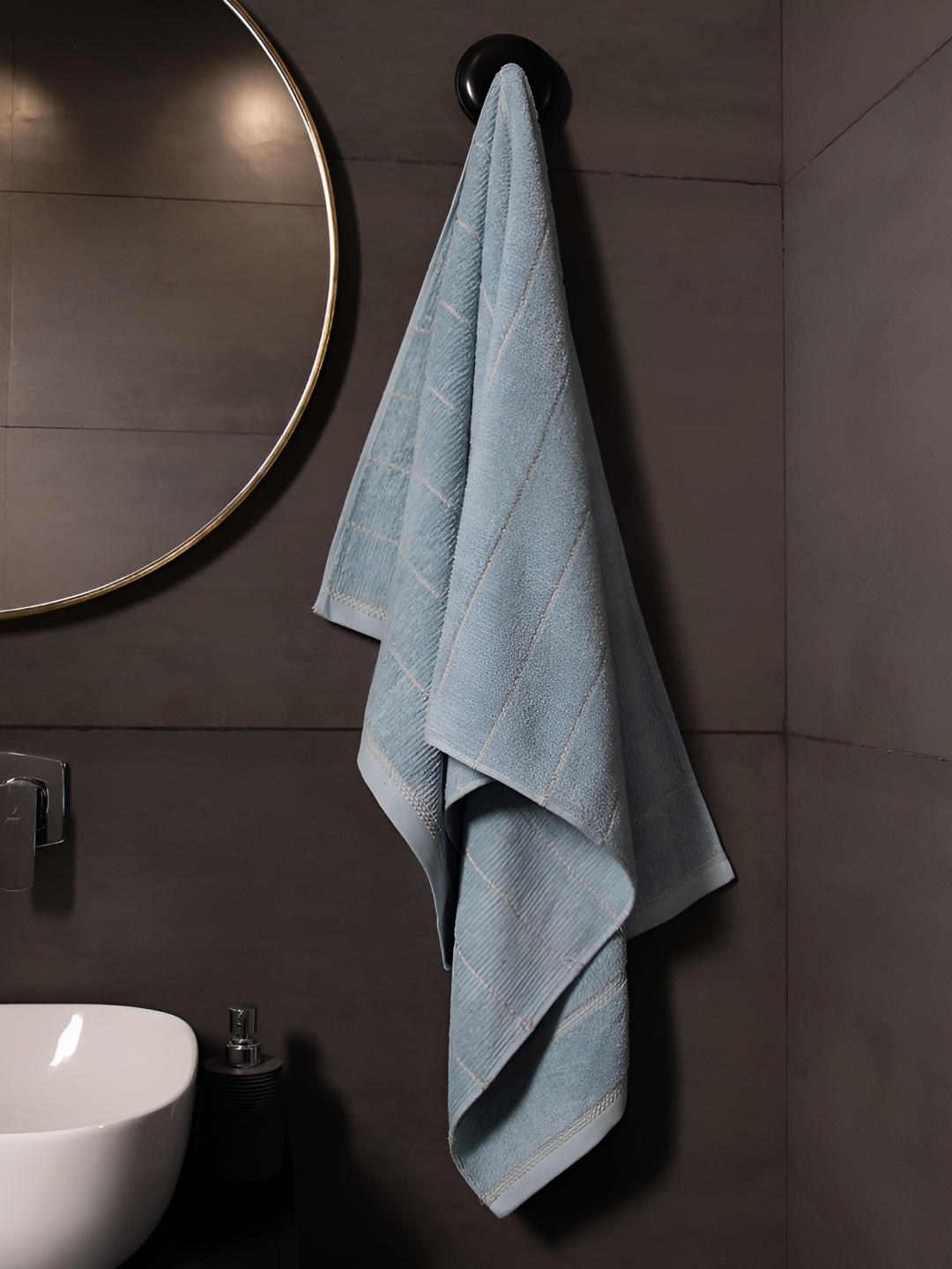 

HOUMN Blue & Beige 1 Striped Cotton 600 GSM Bath Towel