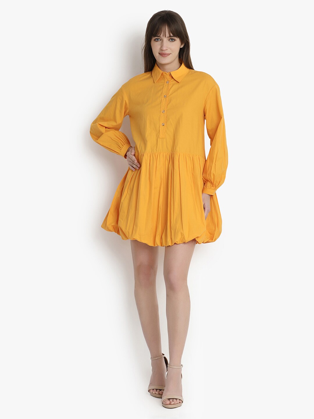 

putsum Cotton Shirt Mini Dress, Yellow