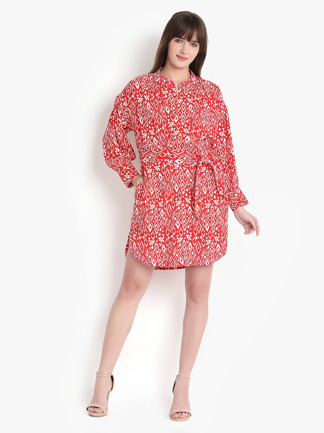 

putsum Abstract Print Shirt Dress, Red