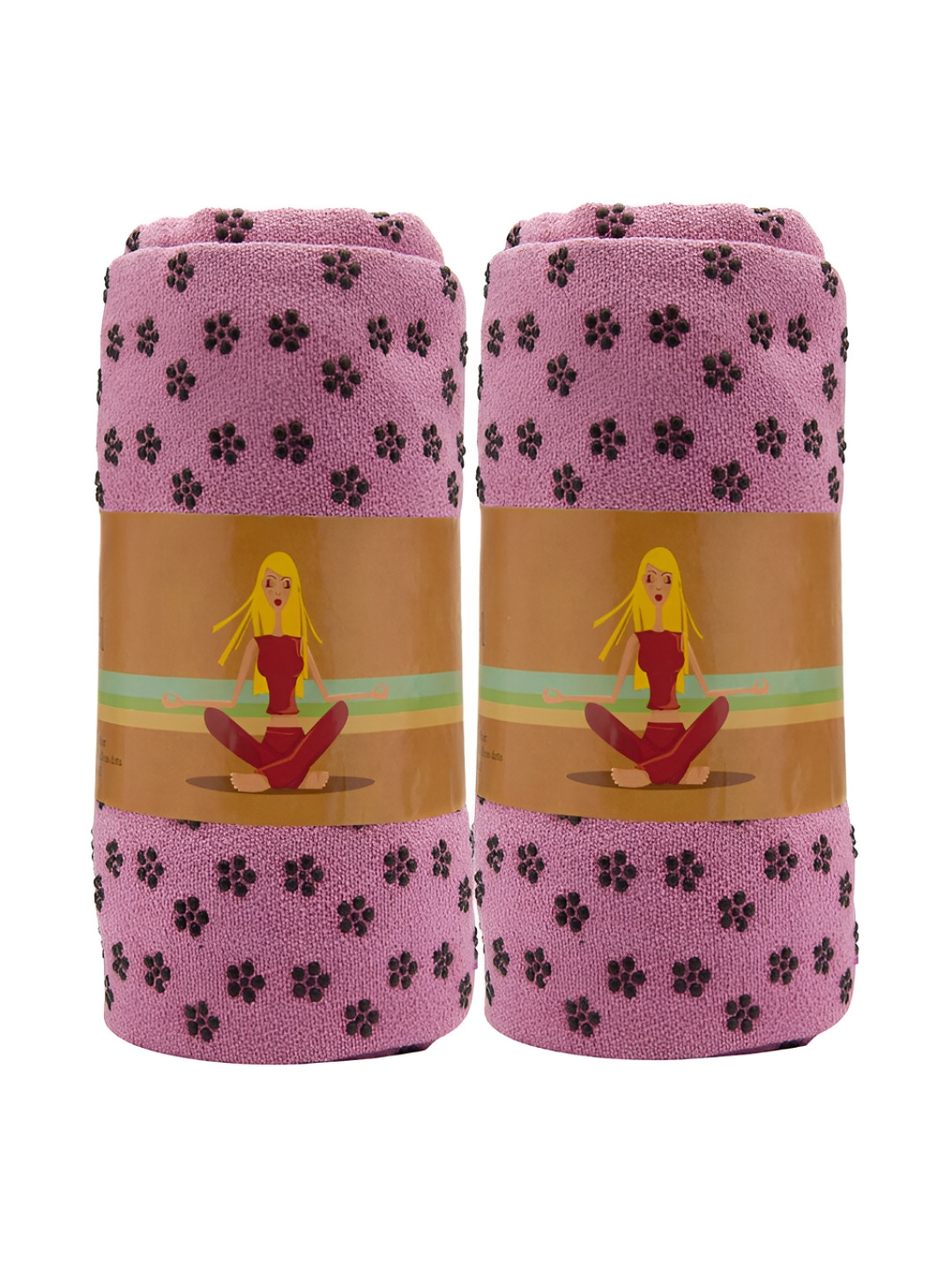 

Aura Pink & Black 2Pcs Printed Microfiber Anti-Slip Yoga Mats