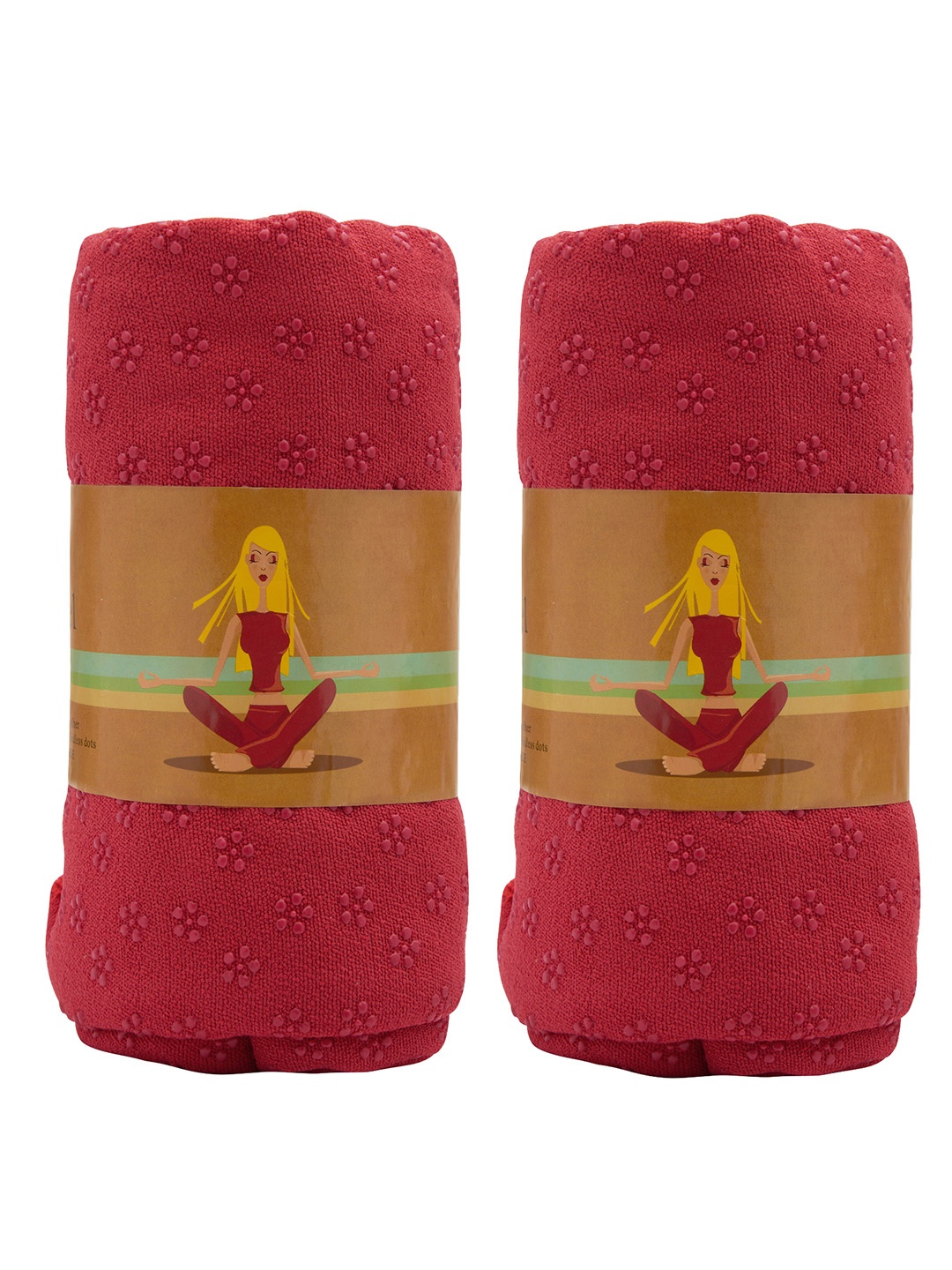 

Aura 2-Pcs Printed Anti-Slip Yoga Mat, Red