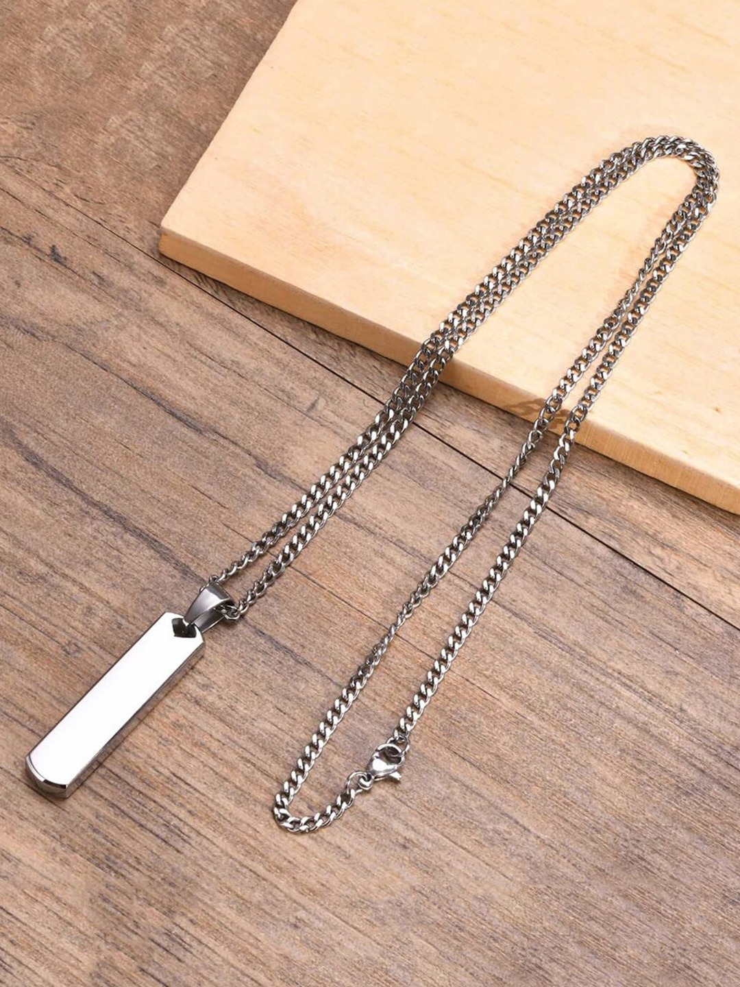 

FIMBUL Silver-Plated Stick Bar-Charm Pendant With Chain
