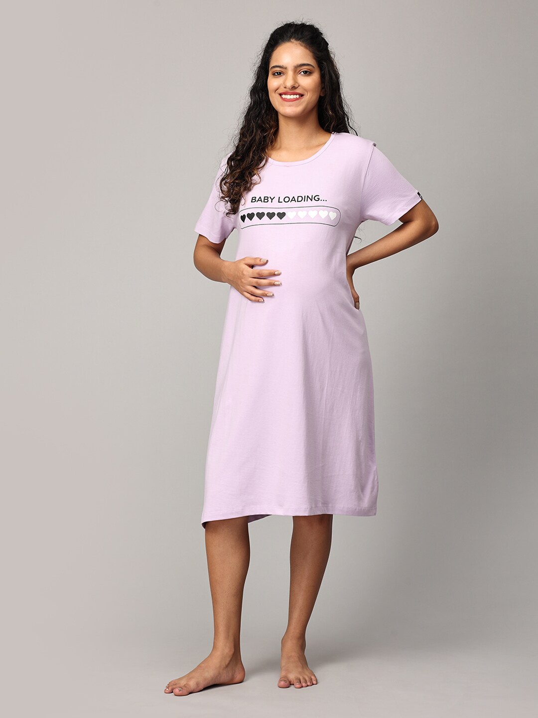 

The Mom Store Printed Maternity Nightdress, Lavender