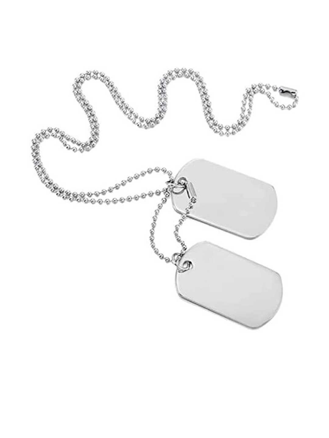 

VAGHBHATT Silver-Plated Tag-Charm Pendant With Chain