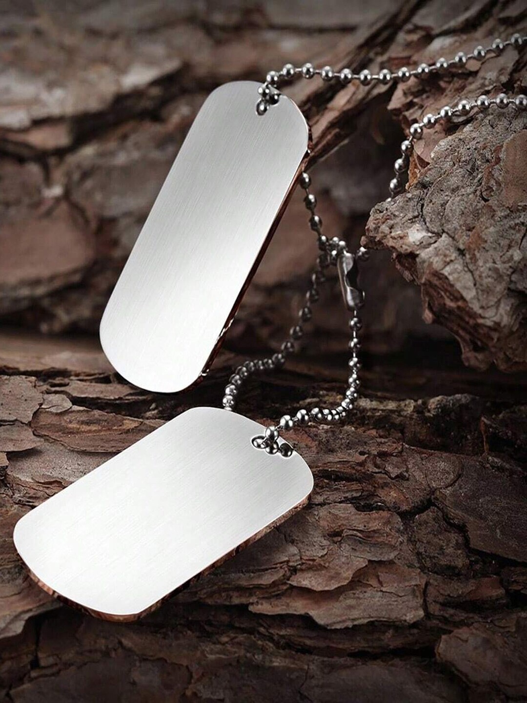 

VAGHBHATT Silver-Plated Tag-Charm Pendant With Chain
