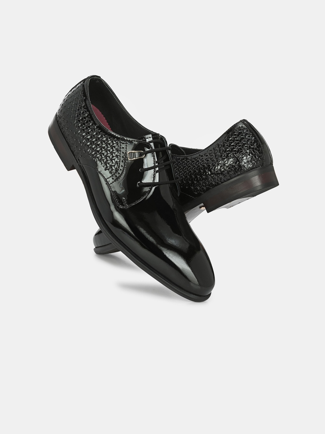 

Lafattio Men Textured Formal Derby Shoes, Black