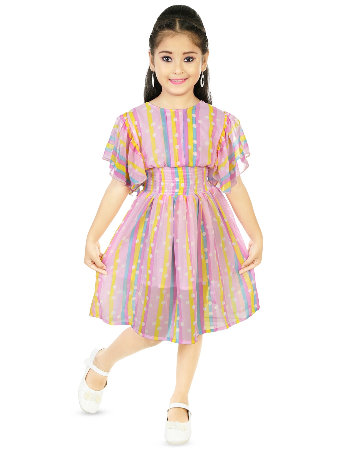 

BAESD Girls Print Round Neck A-Line Dress, Purple