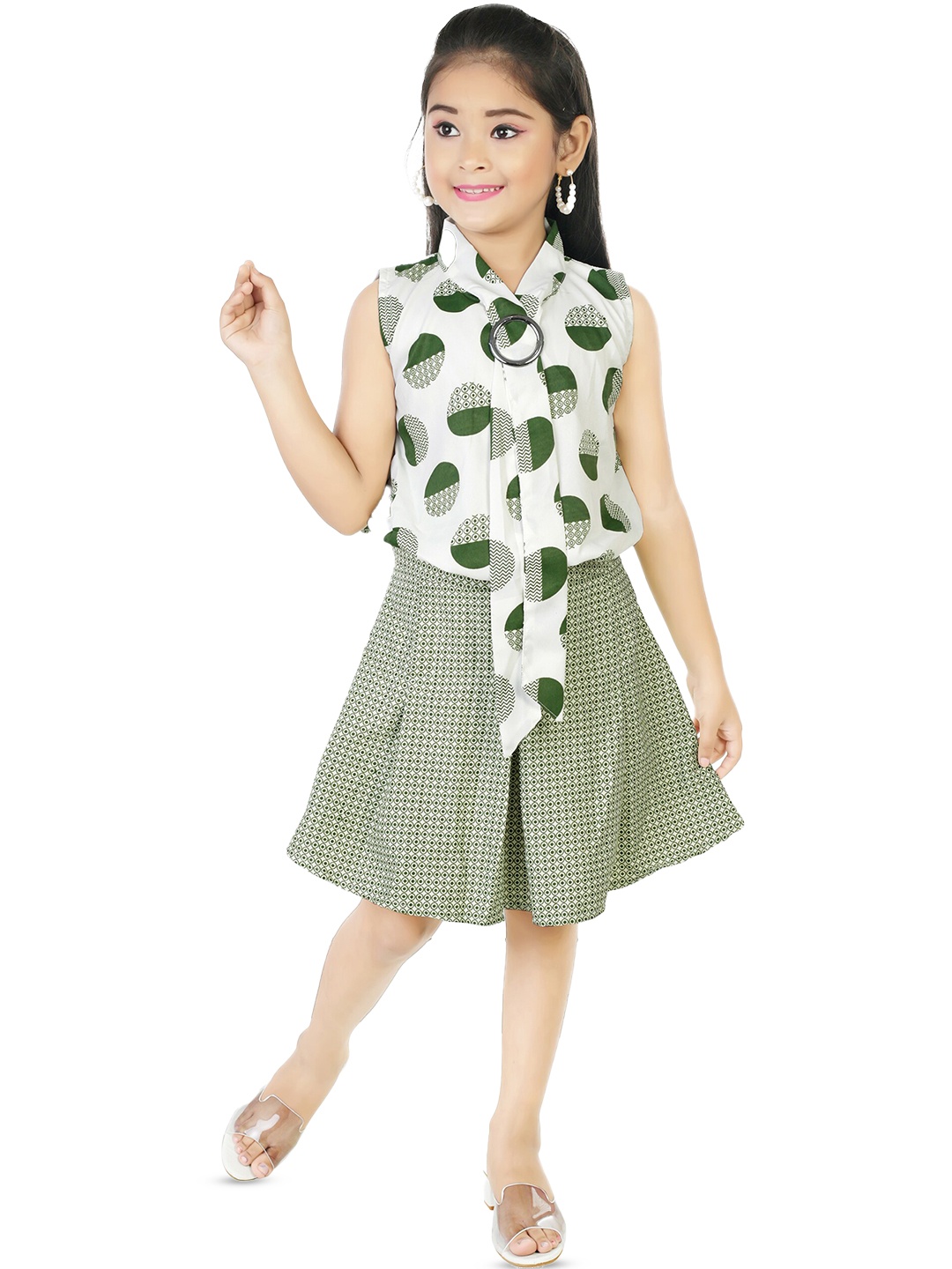 

BAESD Girls Floral Print Shirt Dress, Green