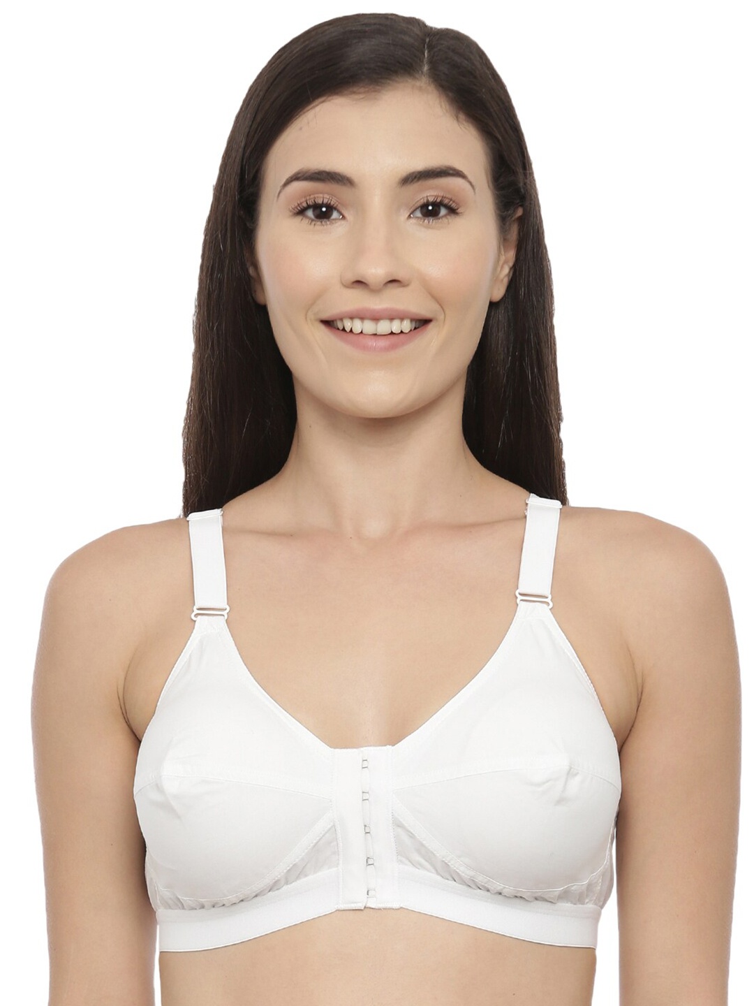 

Blossom Woven Cotton Full Coverage Front Open Bra_Madams, White