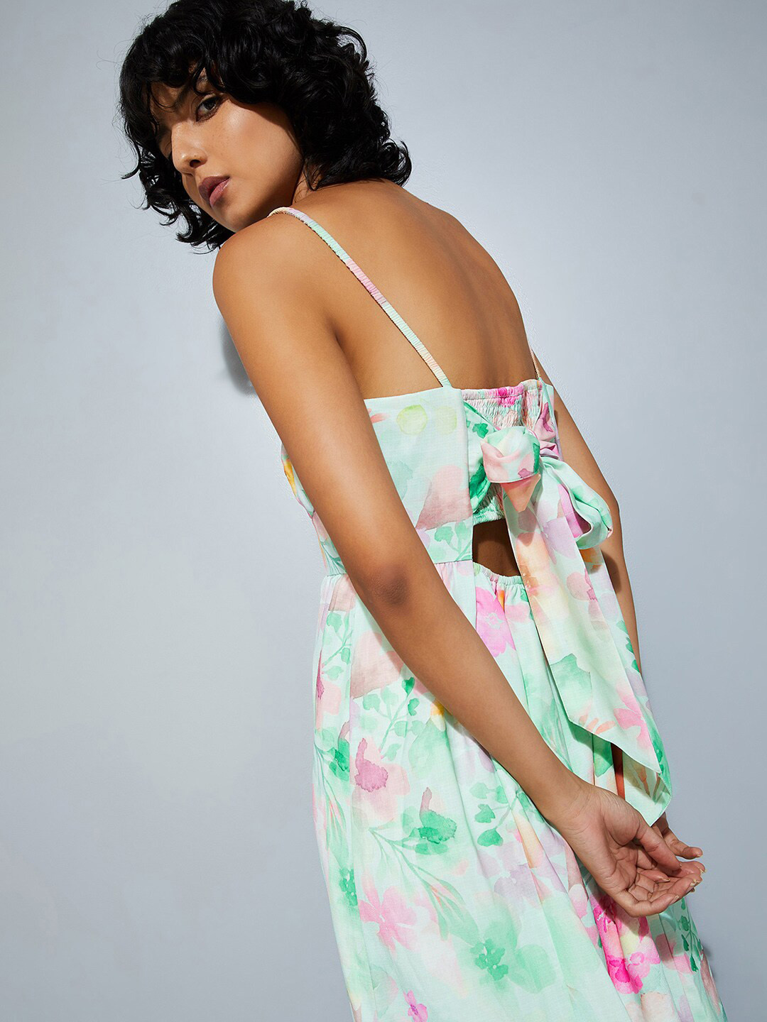 

max URB_N Women Printed Midi Dress, Green