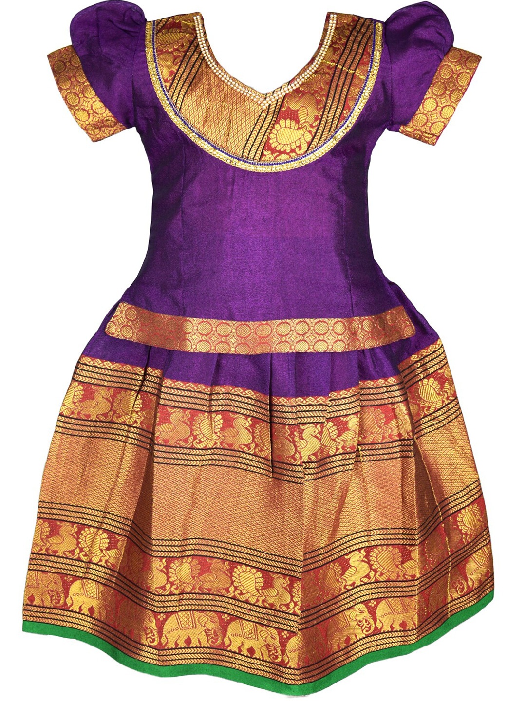 

AMIRTHA FASHION Girls Embellished Thread Work Ready to Wear Lehenga &, Purple