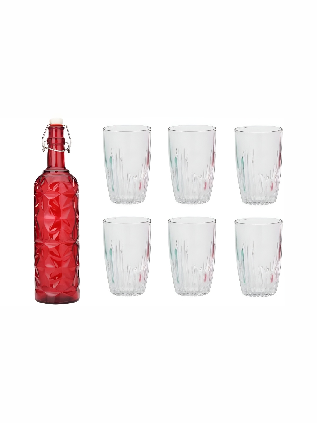 

1ST TIME Red 7 Pieces Water Bottle With Glasses